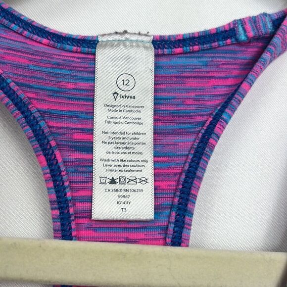 Ivivva pink and blue Racerback athletic tank Girl’s size 12 EUC - Picture 4 of 8